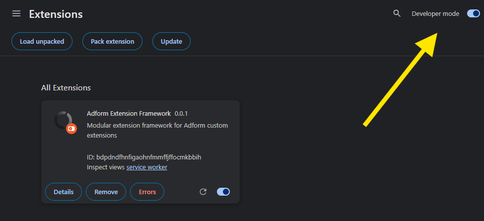 Enabled Developer Mode